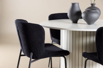 Härön Spisegruppe 110 cm rund med 4 Modesto stoler - Hvit/Svart - Møbler - Bord - Spisegruppe