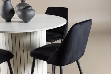 Härön Spisegruppe 110 cm rund med 4 Night stoler - Hvit/Svart - Møbler - Bord - Spisegruppe
