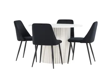 Härön Spisegruppe 110 cm rund med 4 Night stoler - Hvit/Svart - Møbler - Bord - Spisegruppe