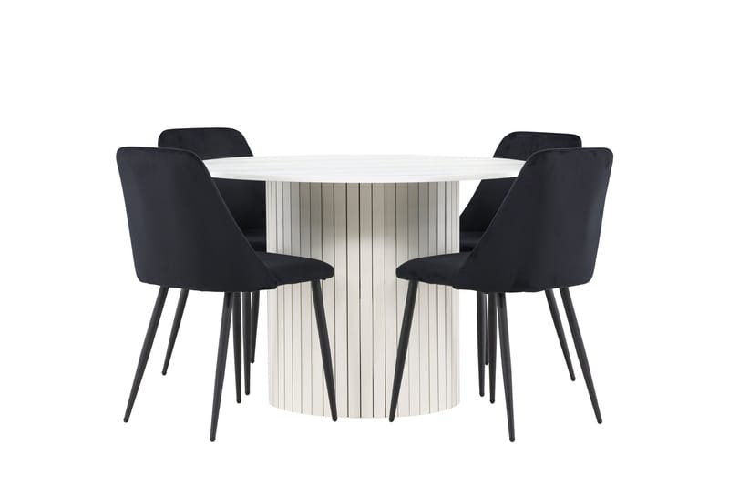 Härön Spisegruppe 110 cm rund med 4 Night stoler - Hvit/Svart - Møbler - Bord - Spisegruppe