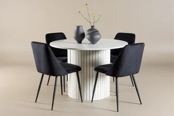 Härön Spisegruppe 110 cm rund med 4 Night stoler - Hvit/Svart - Møbler - Bord - Spisegruppe