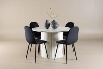 Härön Spisegruppe 110 cm Rund med 4 Polar stoler - Hvid/Sort - Møbler - Bord - Spisegruppe