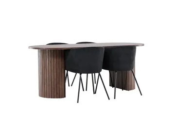 Härön Spisegruppe 200 cm Oval med 4 Berit stoler - Mocca/Sort - Møbler - Bord - Spisegruppe