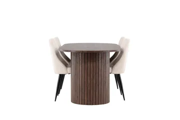 Härön Spisegruppe 200 cm Oval med 4 Leone stoler - Mocca/Beige - Møbler - Bord - Spisegruppe