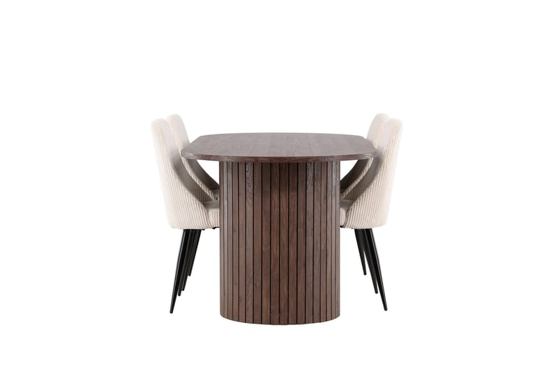 Härön Spisegruppe 200 cm Oval med 4 Leone stoler - Mocca/Beige - Møbler - Bord - Spisegruppe