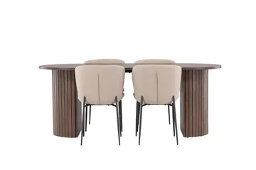 Härön Spisegruppe 200 cm Oval med 4 Modesto stoler - Mocca/Beige - Møbler - Bord - Spisegruppe