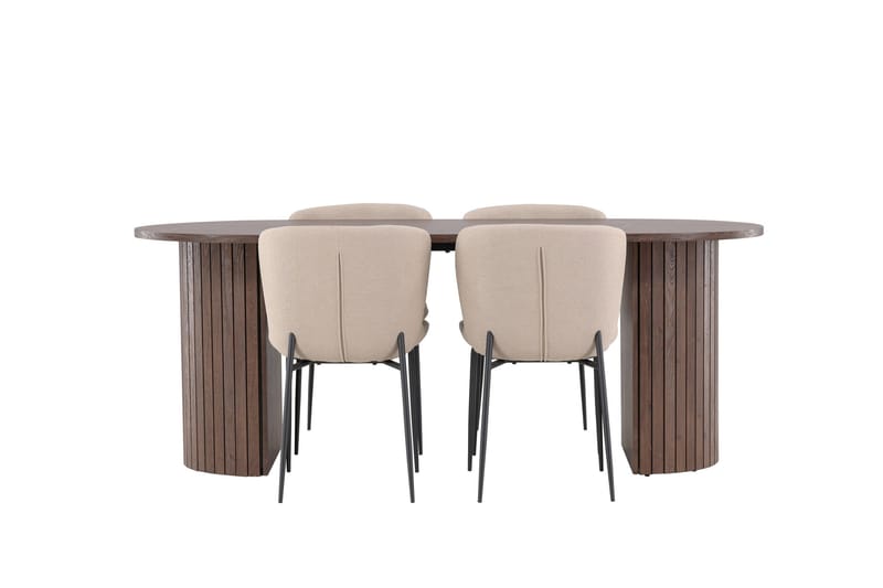 Härön Spisegruppe 200 cm Oval med 4 Modesto stoler - Mocca/Beige - Møbler - Bord - Spisegruppe