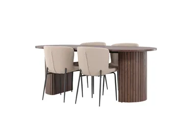 Härön Spisegruppe 200 cm Oval med 4 Modesto stoler - Mocca/Beige - Møbler - Bord - Spisegruppe