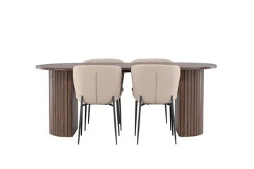 Härön Spisegruppe 200 cm Oval med 4 Modesto stoler - Mocca/Beige - Møbler - Bord - Spisegruppe