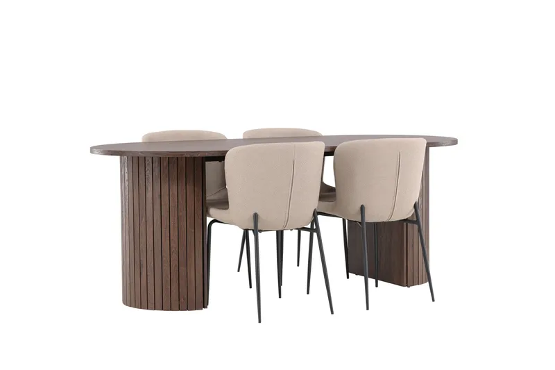 Härön Spisegruppe 200 cm Oval med 4 Modesto stoler - Mocca/Beige - Møbler - Bord - Spisegruppe