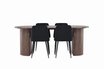 Härön Spisegruppe 200 cm Oval med 4 Night stoler - Mocca/Sort - Møbler - Bord - Spisegruppe