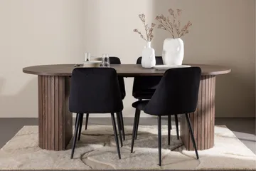 Härön Spisegruppe 200 cm Oval med 4 Night stoler - Mocca/Sort - Møbler - Bord - Spisegruppe