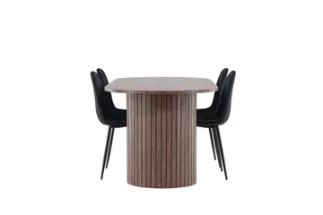 Härön Spisegruppe 200 cm Oval med 4 Polar stoler - Mocca/Sort - Møbler - Bord - Spisegruppe