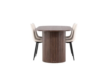 Härön Spisegruppe 200 cm Oval med 4 Polar stoler - Mocca/Beige - Møbler - Bord - Spisegruppe