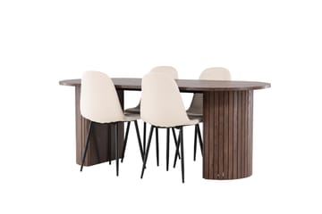 Härön Spisegruppe 200 cm Oval med 4 Polar stoler - Mocca/Beige - Møbler - Bord - Spisegruppe
