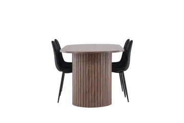 Härön Spisegruppe 200 cm Oval med 4 Polar stoler - Mocca/Sort - Møbler - Bord - Spisegruppe