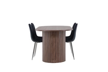 Härön Spisegruppe 200 cm Oval med 4 Polar stoler - Mocca/Sort - Møbler - Bord - Spisegruppe