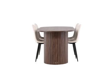 Härön Spisegruppe 200 cm Oval med 4 Polar stoler - Mocca/Beige - Møbler - Bord - Spisegruppe
