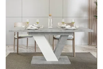 Harumi Uttrekkbart Rektangulært Spisebord 120 cm med Marmorutseende - Grå - Møbler - Bord - Marmorbord