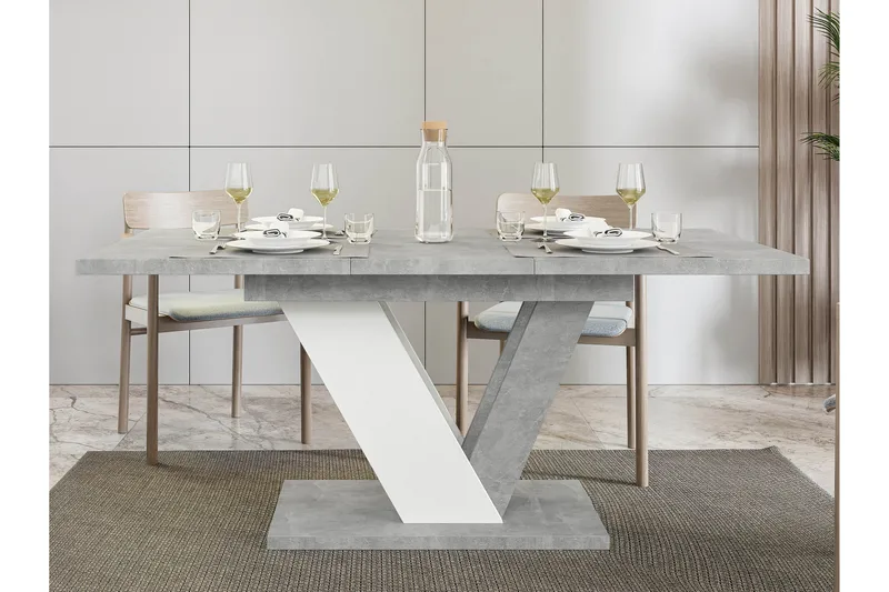 Harumi Uttrekkbart Rektangulært Spisebord 120 cm med Marmorutseende - Grå - Møbler - Bord - Marmorbord