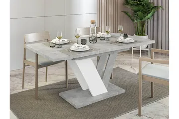 Harumi Uttrekkbart Rektangulært Spisebord 120 cm med Marmorutseende - Grå - Møbler - Bord - Marmorbord