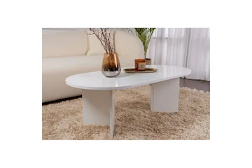 Hasina Ovalt Sofabord 119x60 cm med Malt Treutseende - Hvit - Møbler - Bord - Sofabord & salongbord