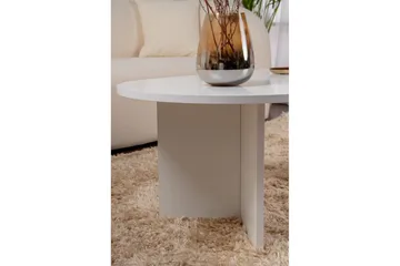 Hasina Ovalt Sofabord 119x60 cm med Malt Treutseende - Hvit - Møbler - Bord - Sofabord & salongbord
