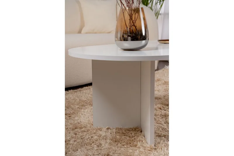 Hasina Ovalt Sofabord 119x60 cm med Malt Treutseende - Hvit - Møbler - Bord - Sofabord & salongbord