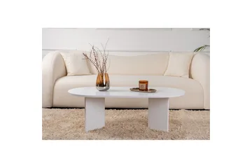 Hasina Ovalt Sofabord 119x60 cm med Malt Treutseende - Hvit - Møbler - Bord - Sofabord & salongbord
