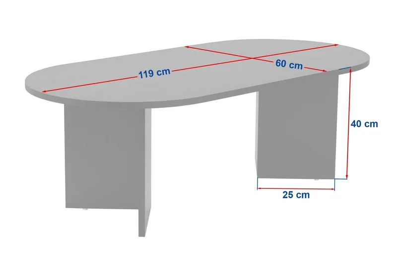 Hasina Ovalt Sofabord 119x60 cm med Travertin- og Valnøttutseende - Beige - Møbler - Bord - Sofabord & salongbord