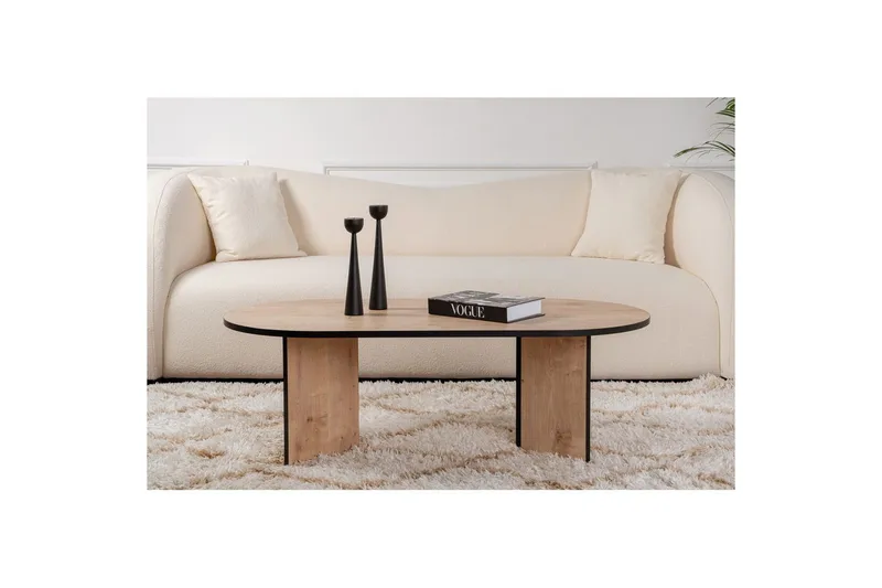 Hasina Ovalt Sofabord 119x60 cm med Tre- og Eikutseende - Flerfarget - Møbler - Bord - Sofabord & salongbord
