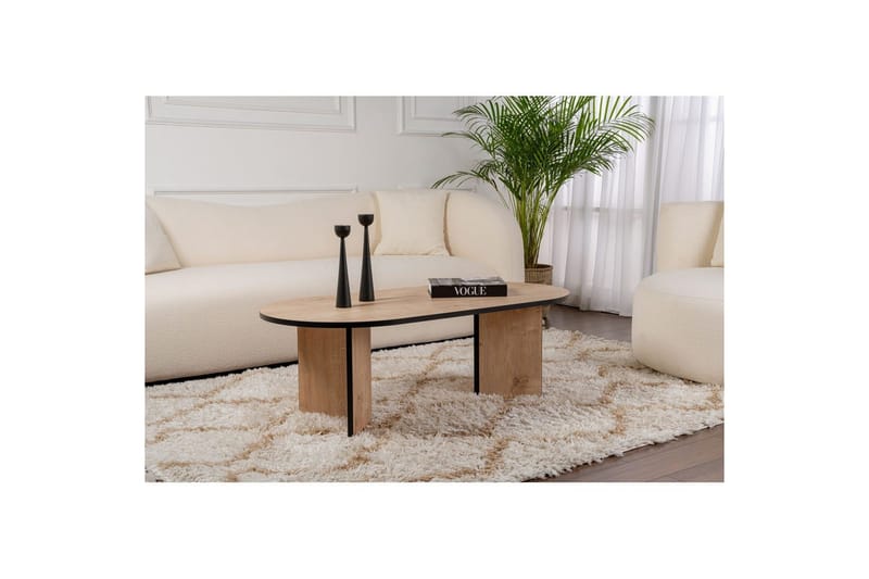 Hasina Ovalt Sofabord 119x60 cm med Tre- og Eikutseende - Flerfarget - Møbler - Bord - Sofabord & salongbord