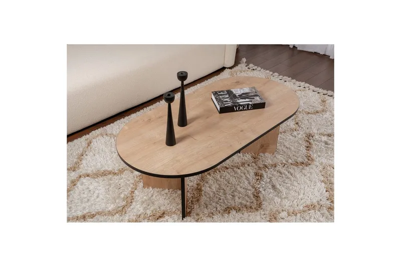 Hasina Ovalt Sofabord 119x60 cm med Tre- og Eikutseende - Flerfarget - Møbler - Bord - Sofabord & salongbord