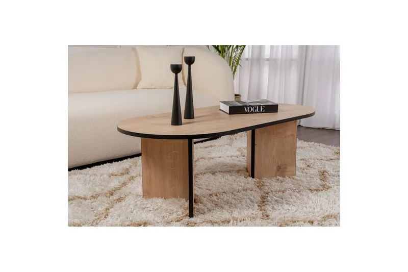Hasina Ovalt Sofabord 119x60 cm med Tre- og Eikutseende - Flerfarget - Møbler - Bord - Sofabord & salongbord