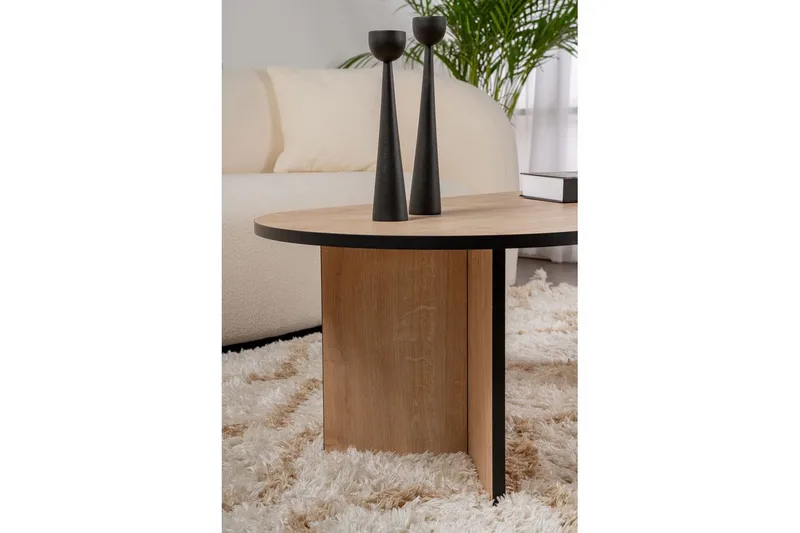 Hasina Ovalt Sofabord 119x60 cm med Tre- og Eikutseende - Flerfarget - Møbler - Bord - Sofabord & salongbord