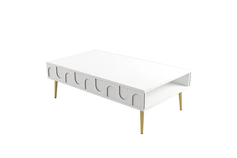 Hazim Sofabord 105 cm, Hvit/Gull