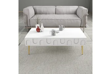 Hazim Sofabord 105 cm - Hvit/Gull - Møbler - Bord - Sofabord & salongbord