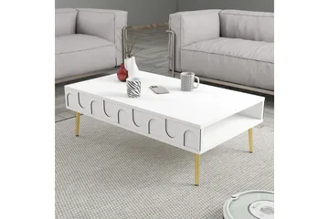 Hazim Sofabord 105 cm - Hvit/Gull - Møbler - Bord - Sofabord & salongbord