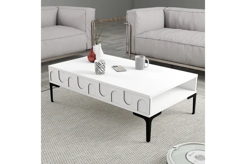 Hazim Sofabord 105 cm - Hvit/Svart - Møbler - Bord - Sofabord & salongbord