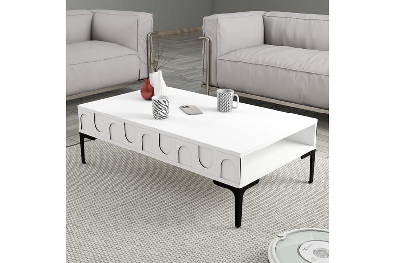 Hazim Sofabord 105 cm - Hvit/Svart - Møbler - Bord - Sofabord & salongbord