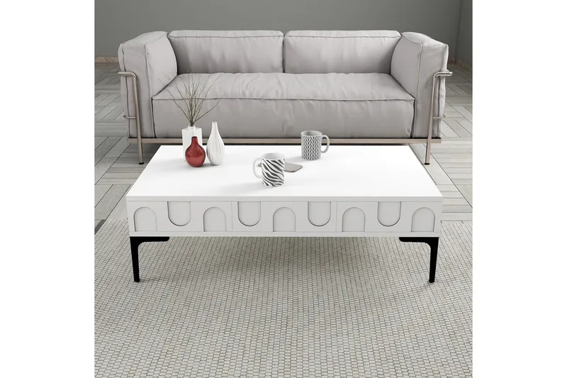 Hazim Sofabord 105 cm - Hvit/Svart - Møbler - Bord - Sofabord & salongbord