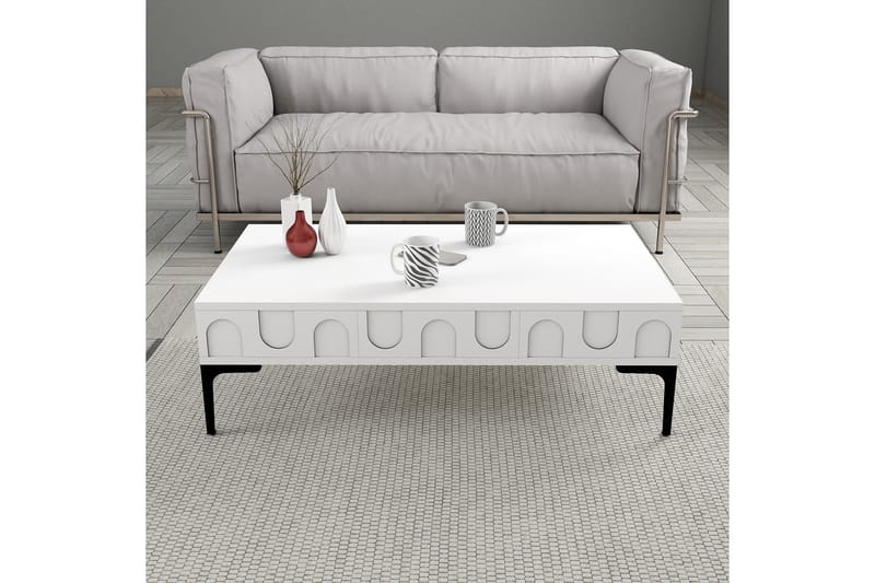 Hazim Sofabord 105 cm - Hvit/Svart - Møbler - Bord - Sofabord & salongbord