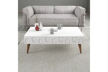 Hazim Sofabord 105 cm - Hvit/Valnøtt - Møbler - Bord - Sofabord & salongbord