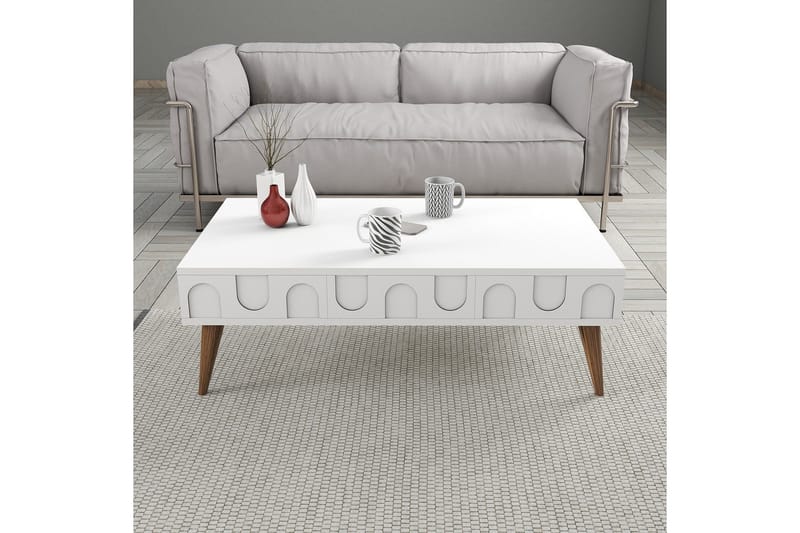 Hazim Sofabord 105 cm - Hvit/Valnøtt - Møbler - Bord - Sofabord & salongbord