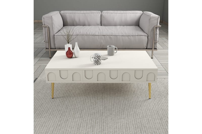 Hazim Sofabord 105 cm - Krem/Gull - Møbler - Bord - Sofabord & salongbord