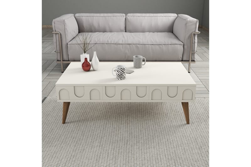 Hazim Sofabord 105 cm - Krem/Valnøtt - Møbler - Bord - Sofabord & salongbord
