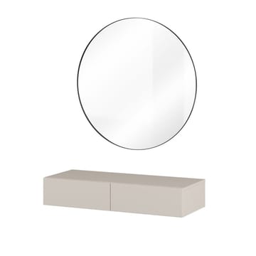 Hengende sminkebord Jukon S med 2 skuffer + speil Ø80 cm - Møbler - Bord - Sminkebord & toalettbord