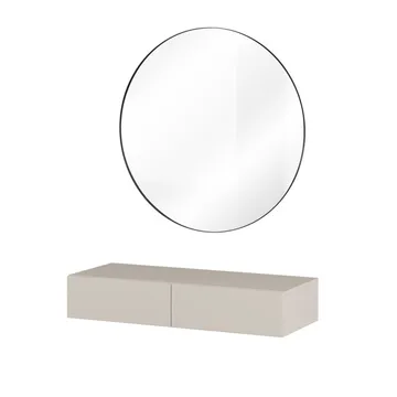 Hengende sminkebord Jukon S med 2 skuffer + speil Ø80 cm - Møbler - Bord - Sminkebord & toalettbord