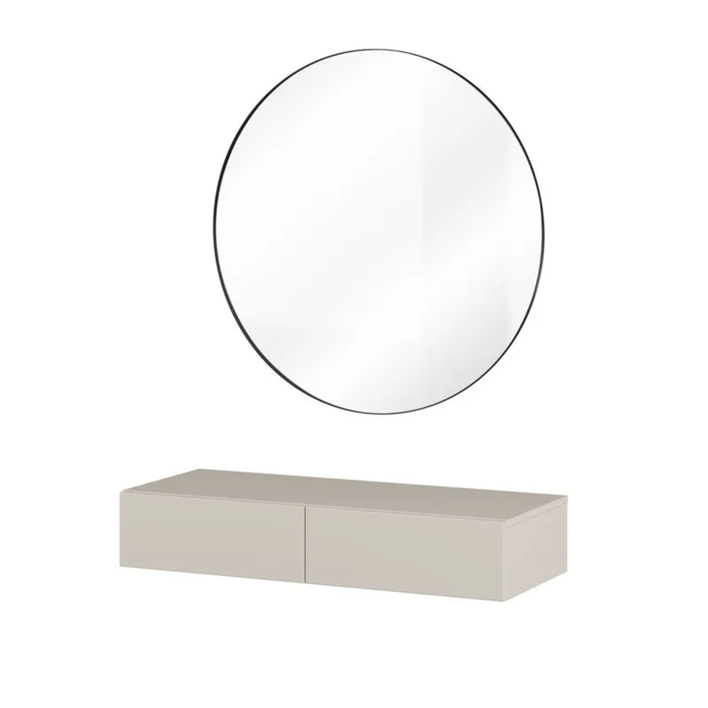 Hengende sminkebord Jukon S med 2 skuffer + speil Ø80 cm