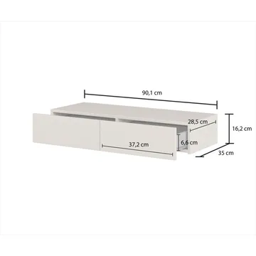 Hengende sminkebord Jukon S med 2 skuffer + speil Ø80 cm - Møbler - Bord - Sminkebord & toalettbord